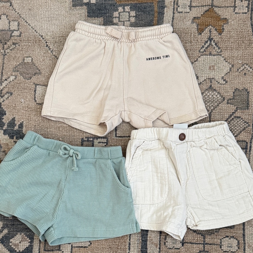 Zara Kids Shorts Set - Cream, Green, Beige